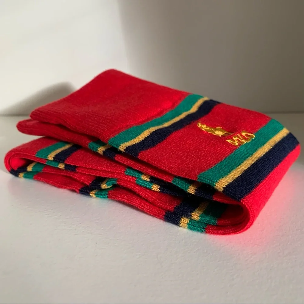 NWOT Ralph Lauren long socks striped multicolor (gold logo)